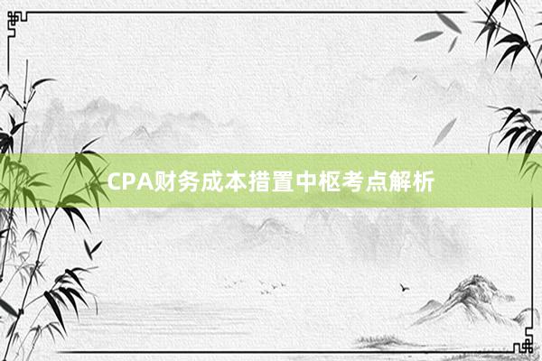 CPA财务成本措置中枢考点解析